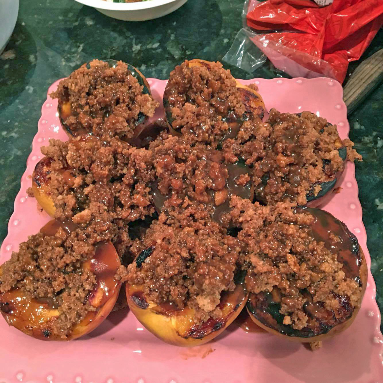 Amaretti Grilled Peaches with Crumble