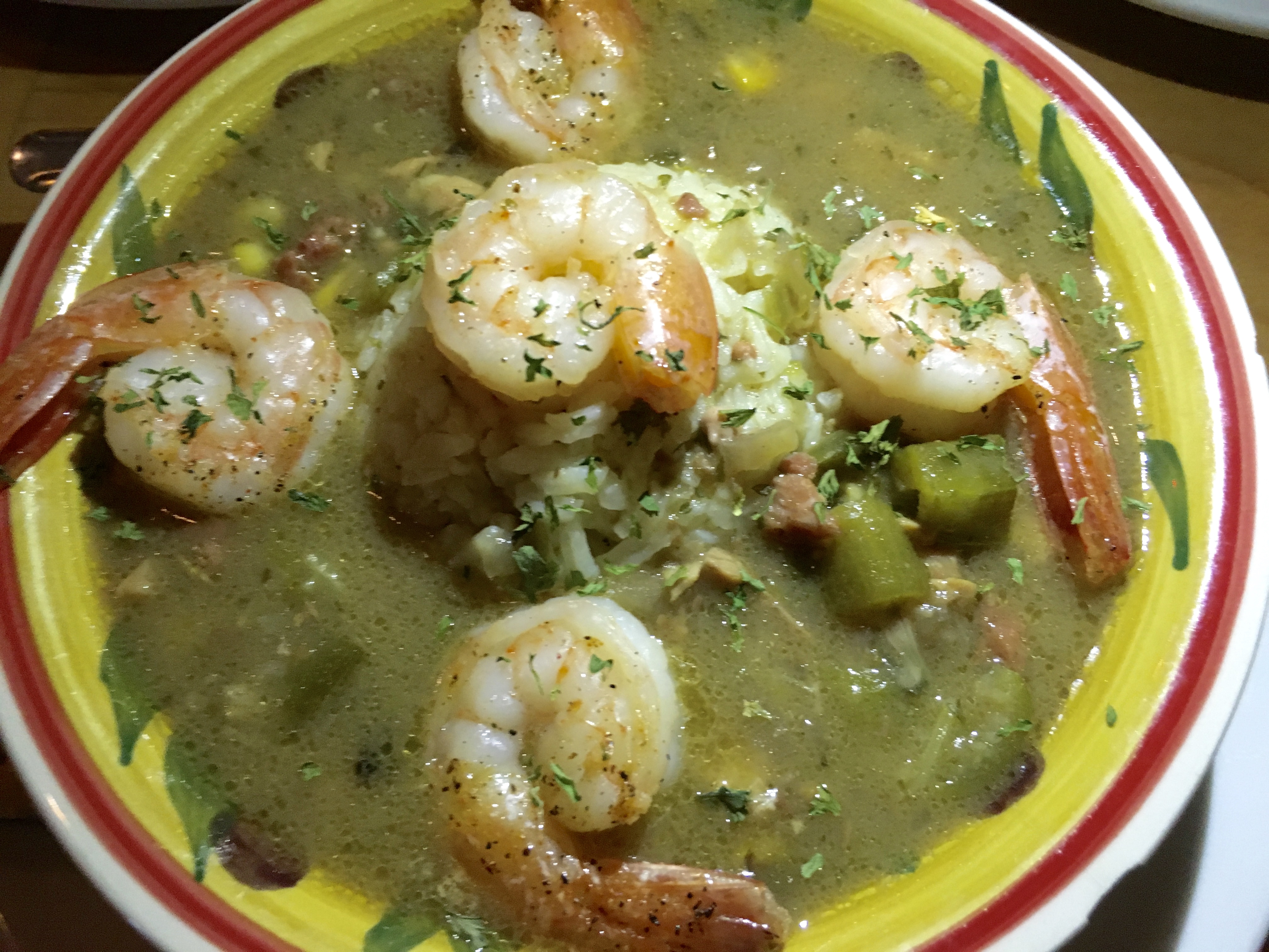 Chicken & Andouille Sausage Gumbo with added Shrimp at Old Key West Bar & Grill