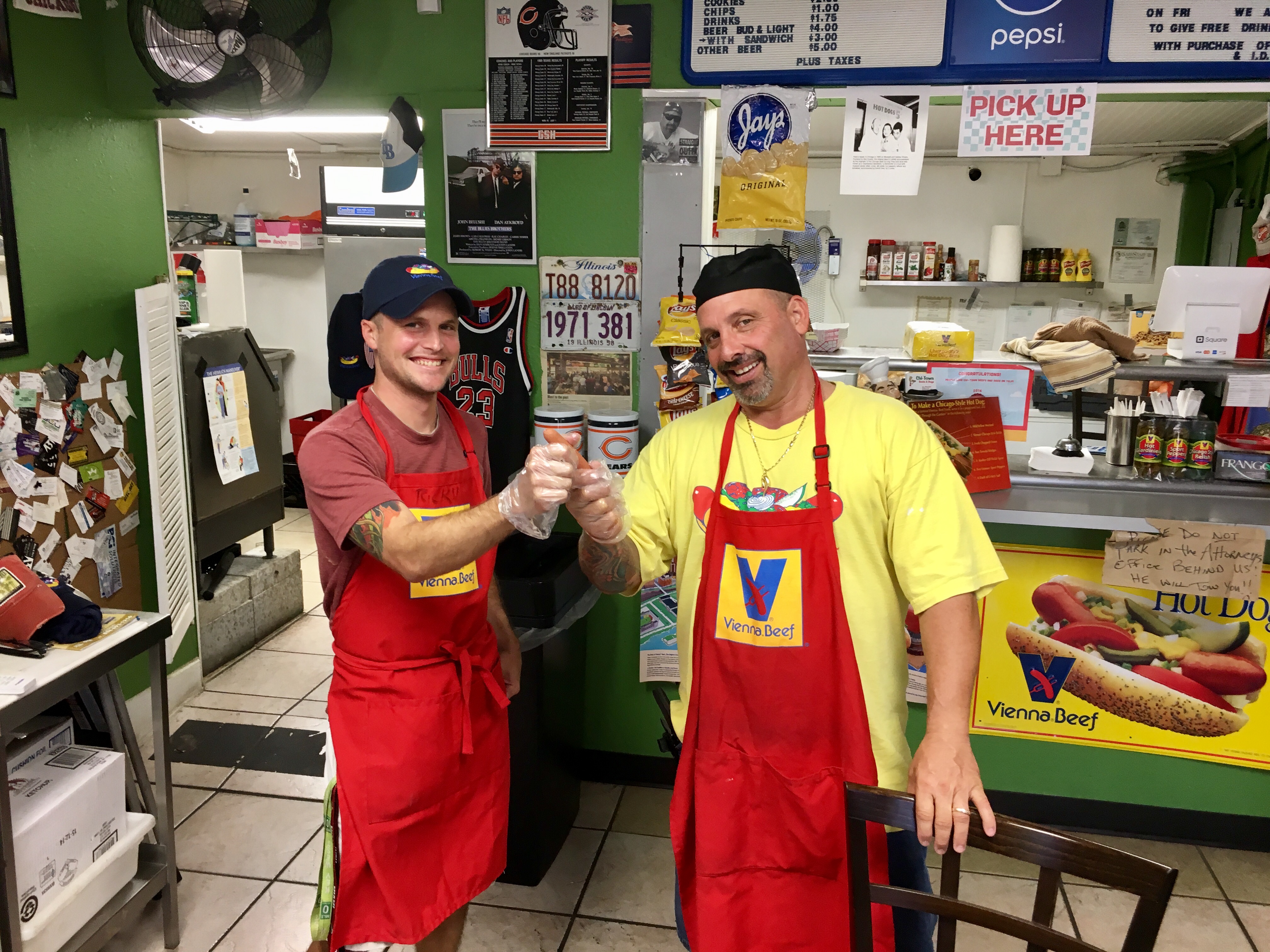 Joey "Meatballs" Passes the Dog Baton to New Owner Ricky "Ravioli" at Chi-Town Beefs and Dogs