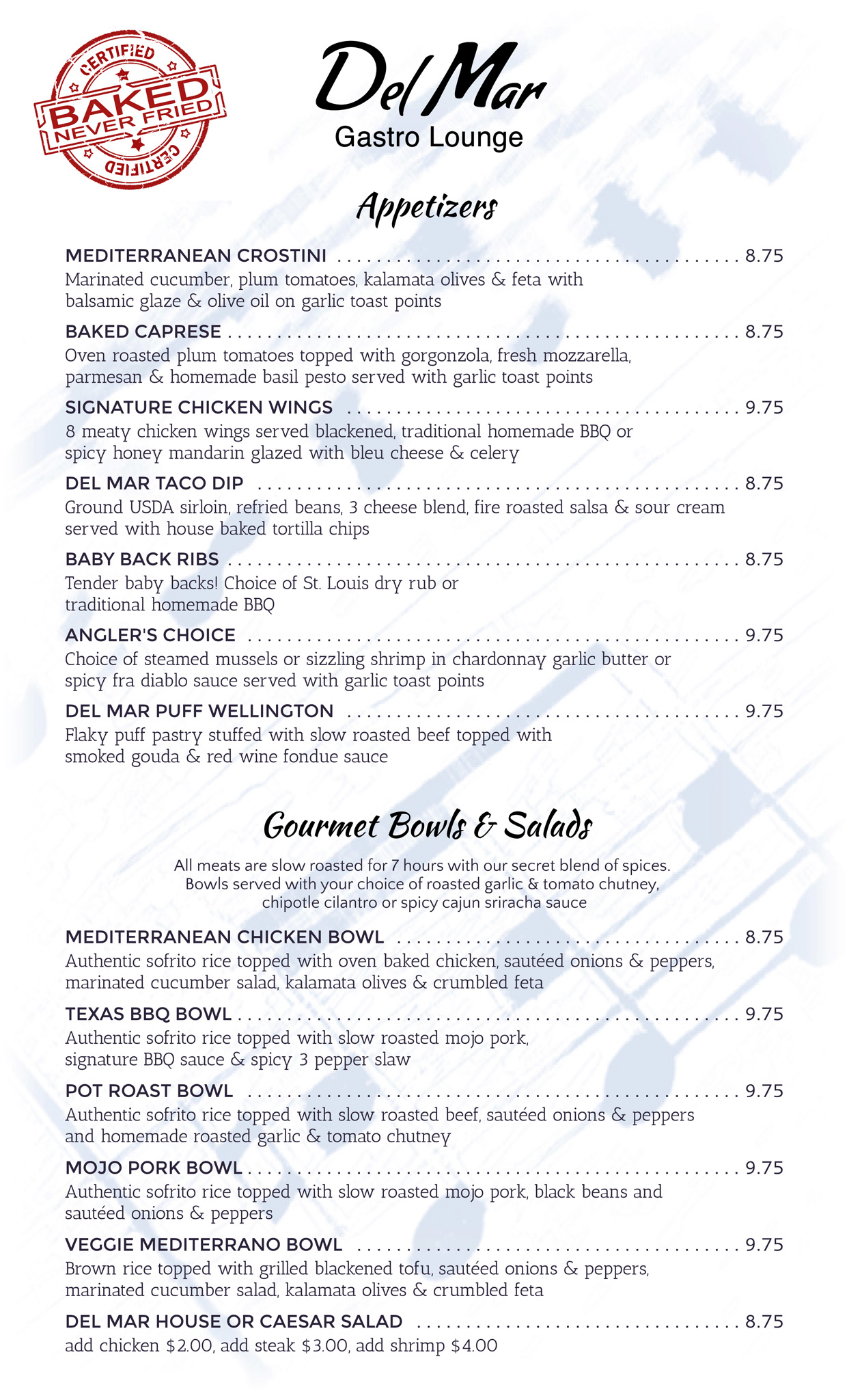 Del Mar Menu - Page 1