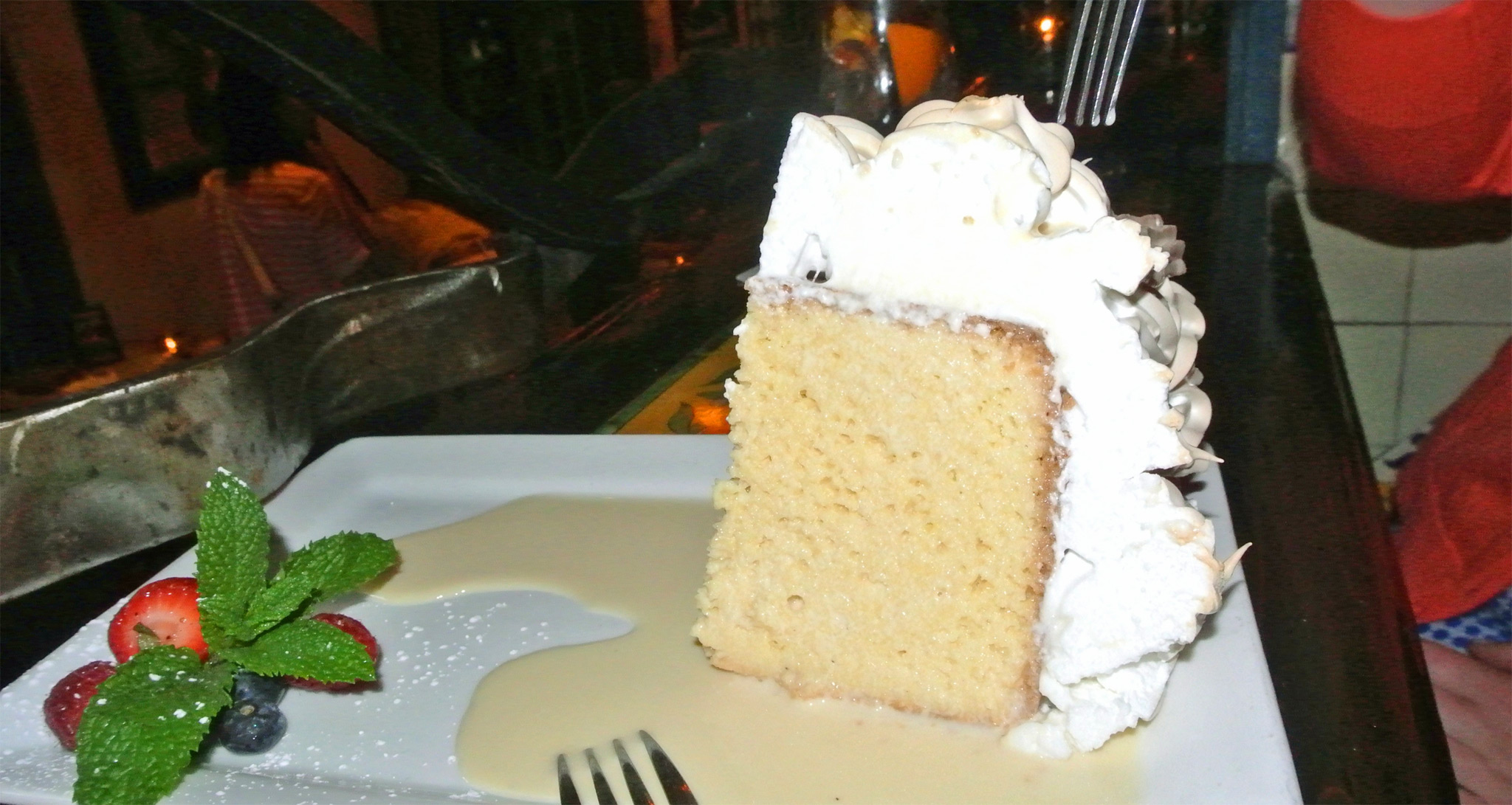 Tres Leches - The famous meringue cake with fresh cream and nutmeg