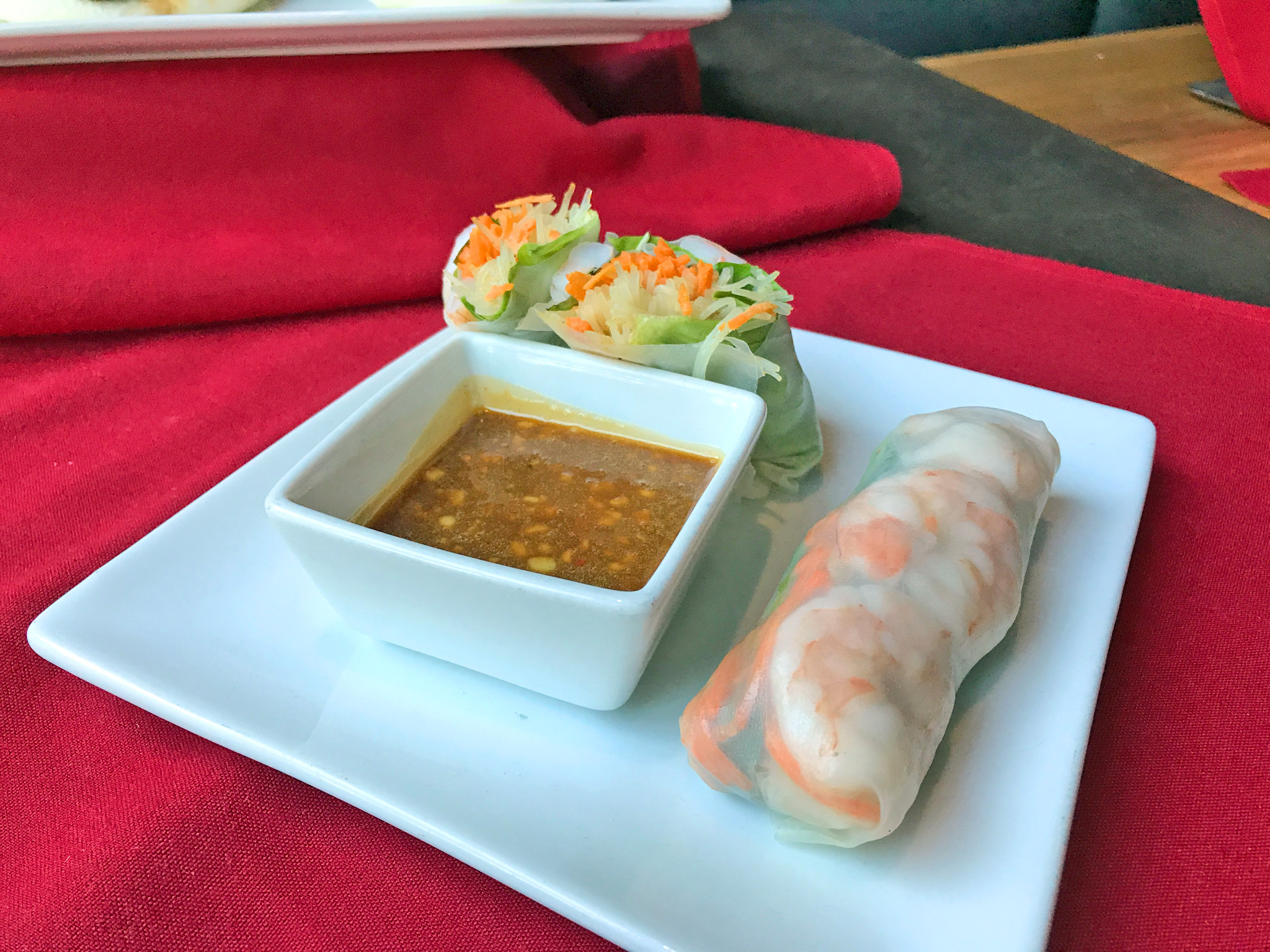 Fresh Summer Rolls - shrimp / thai basil / mint leaves / shredded carrots spicy peanut sauce