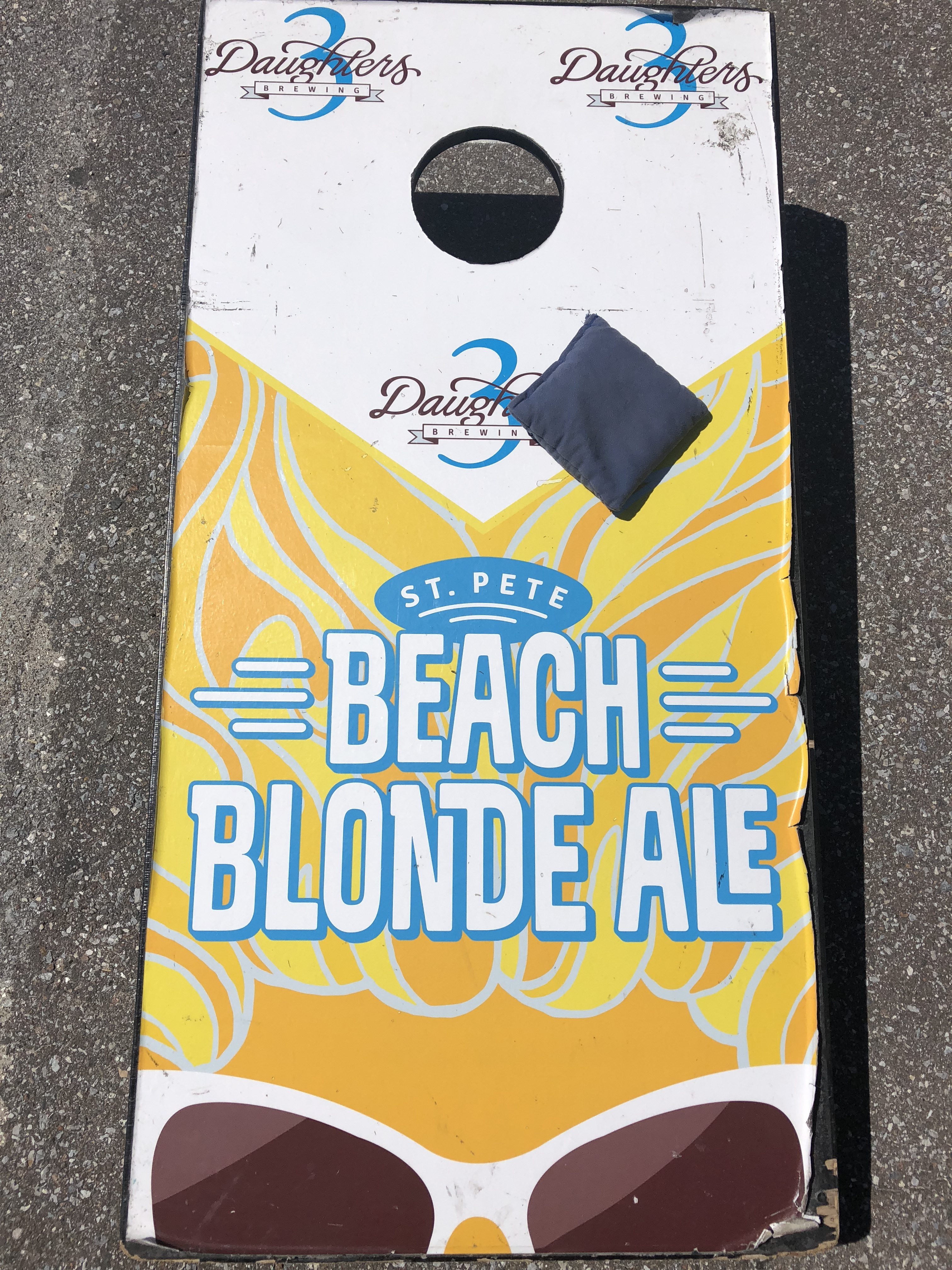There are a handful of cornhole boards outside of the brewery