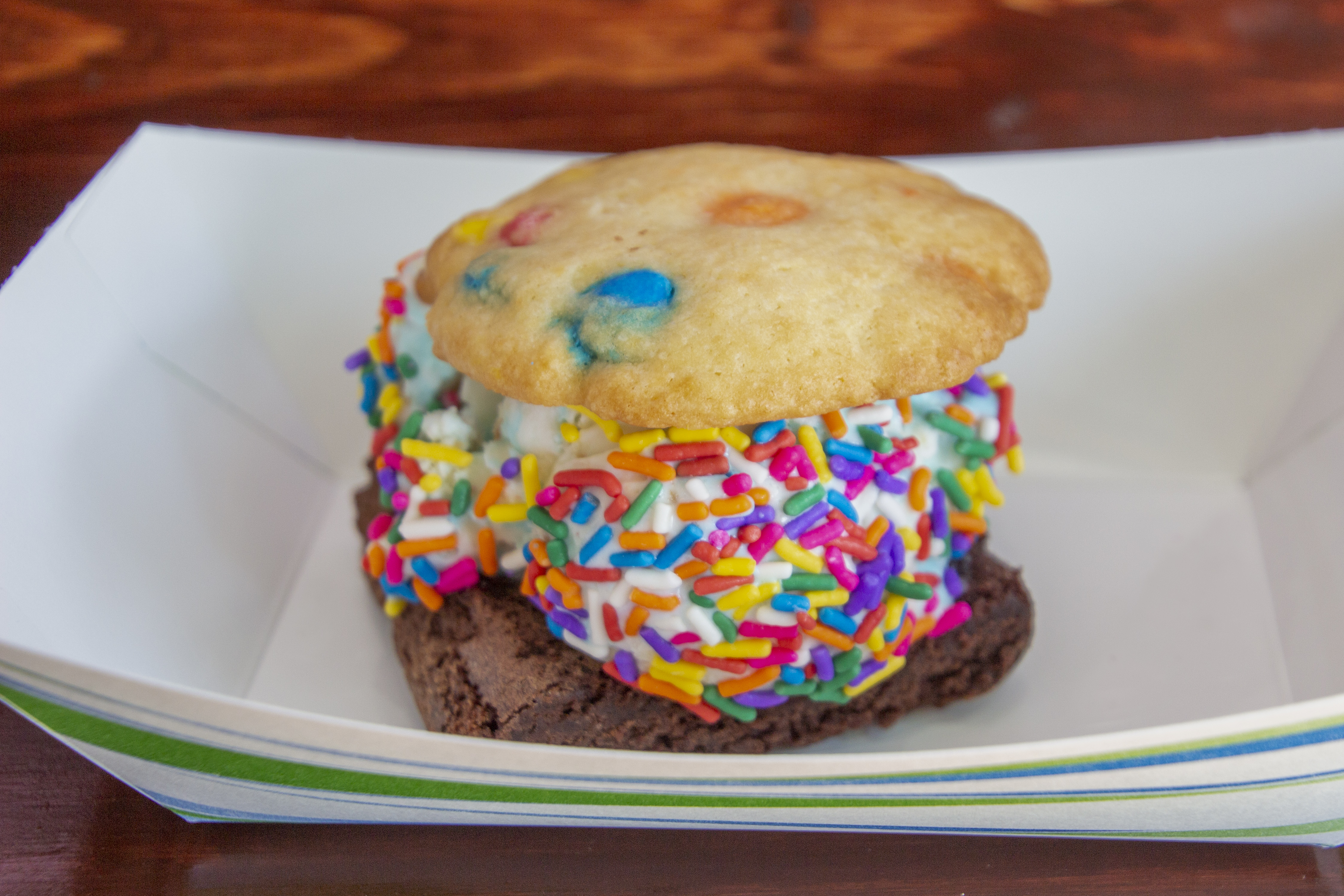 Brownie and M&M Cookie, Crazy Cake Ice Cream and Rainbow Sprinkles