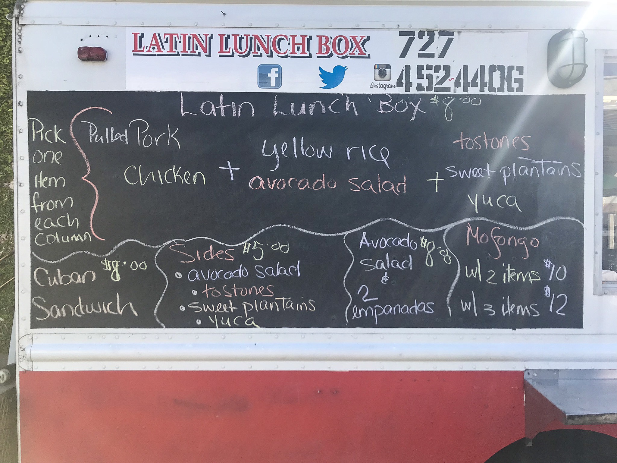 Latin Lunch Box Menu