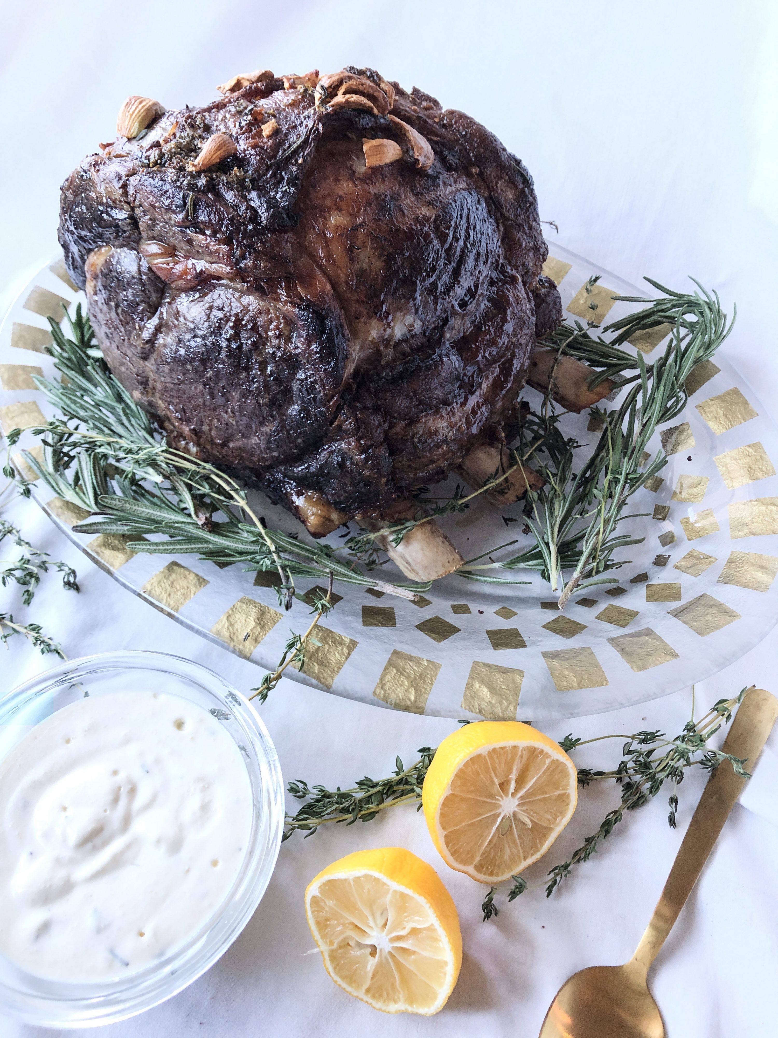 Prime Rib with Roasted Garlic Horseradish Cream Sauce Recipe