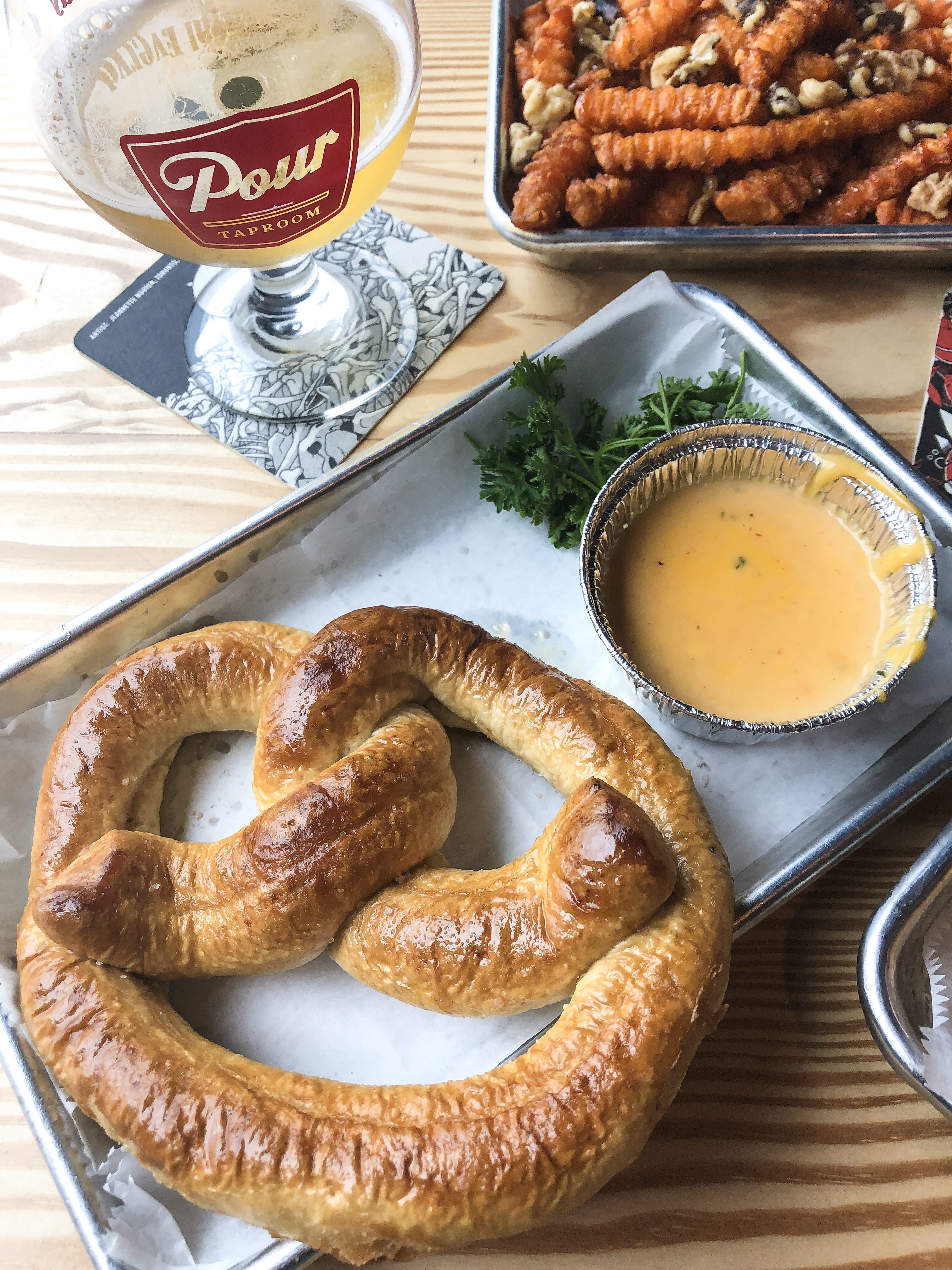 Pretzel and beer cheese with beer pairing