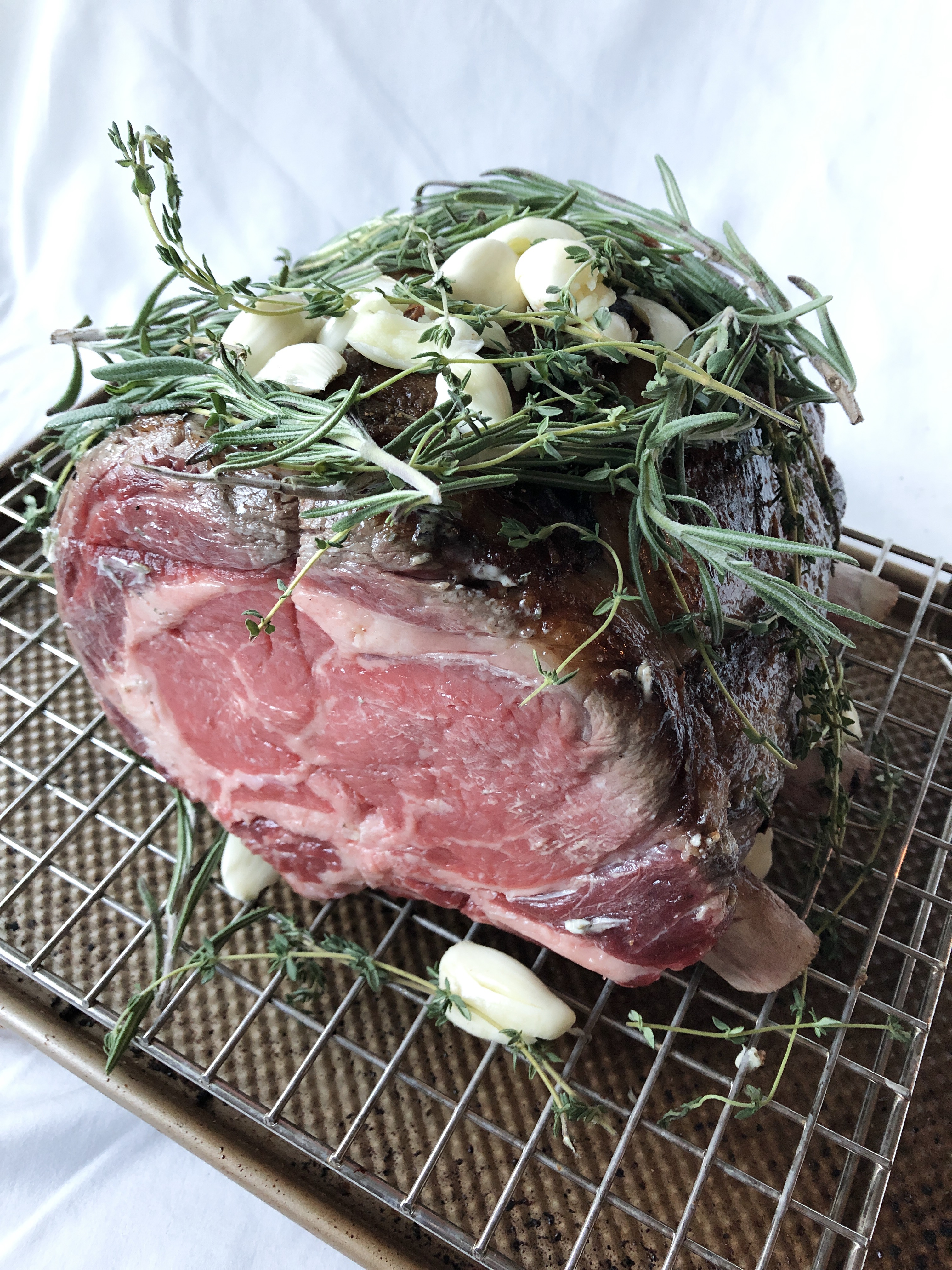 Prime Rib with Herbs before hitting the oven
