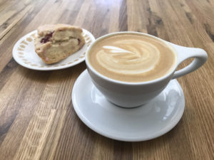 Latte with Almond Milk and Pastry