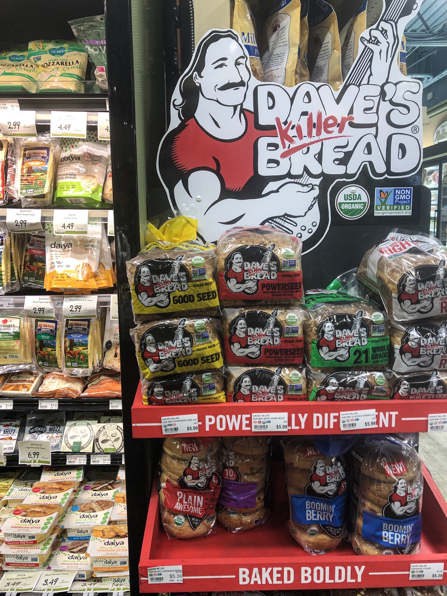 Dave's Killer Bread display at Rollin' Oats