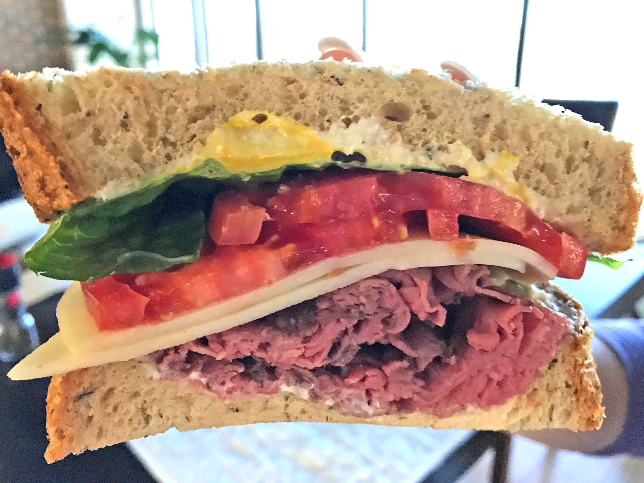 Lonnies - Roast Beef with added tomato, provolone and mustard