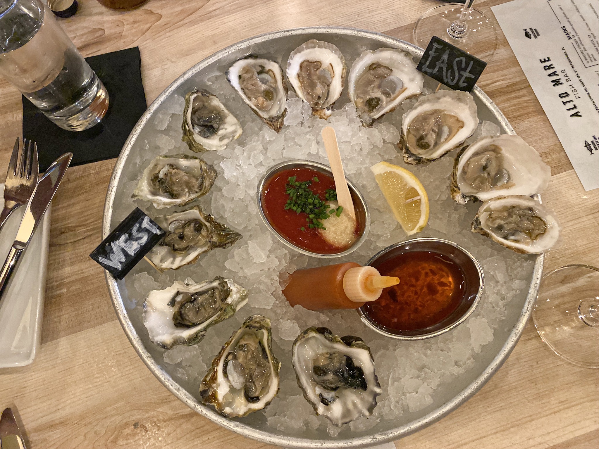 East and West Coast Oysters at Alto Mare Fish Bar