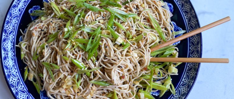 Sambal Soba Noodle Salad with Leeks and Lots of Green Onion Recipe