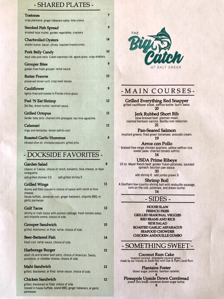 The Big Catch at Salt Creek New Menu Review St Pete FL June 2020