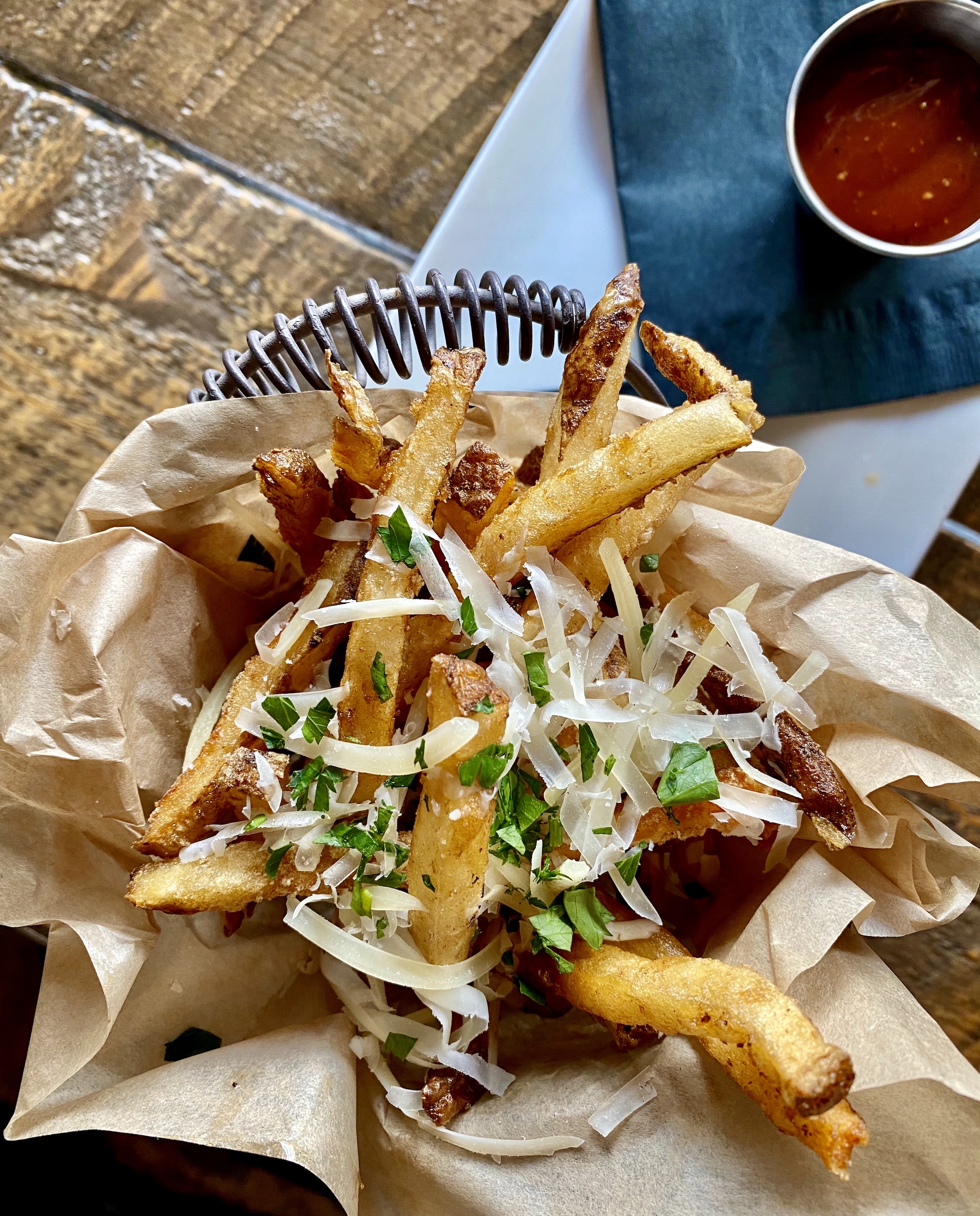 Duck Fries - French Fries Cooked in Duck Fat - parmesan, herbs, tamarind ketchup