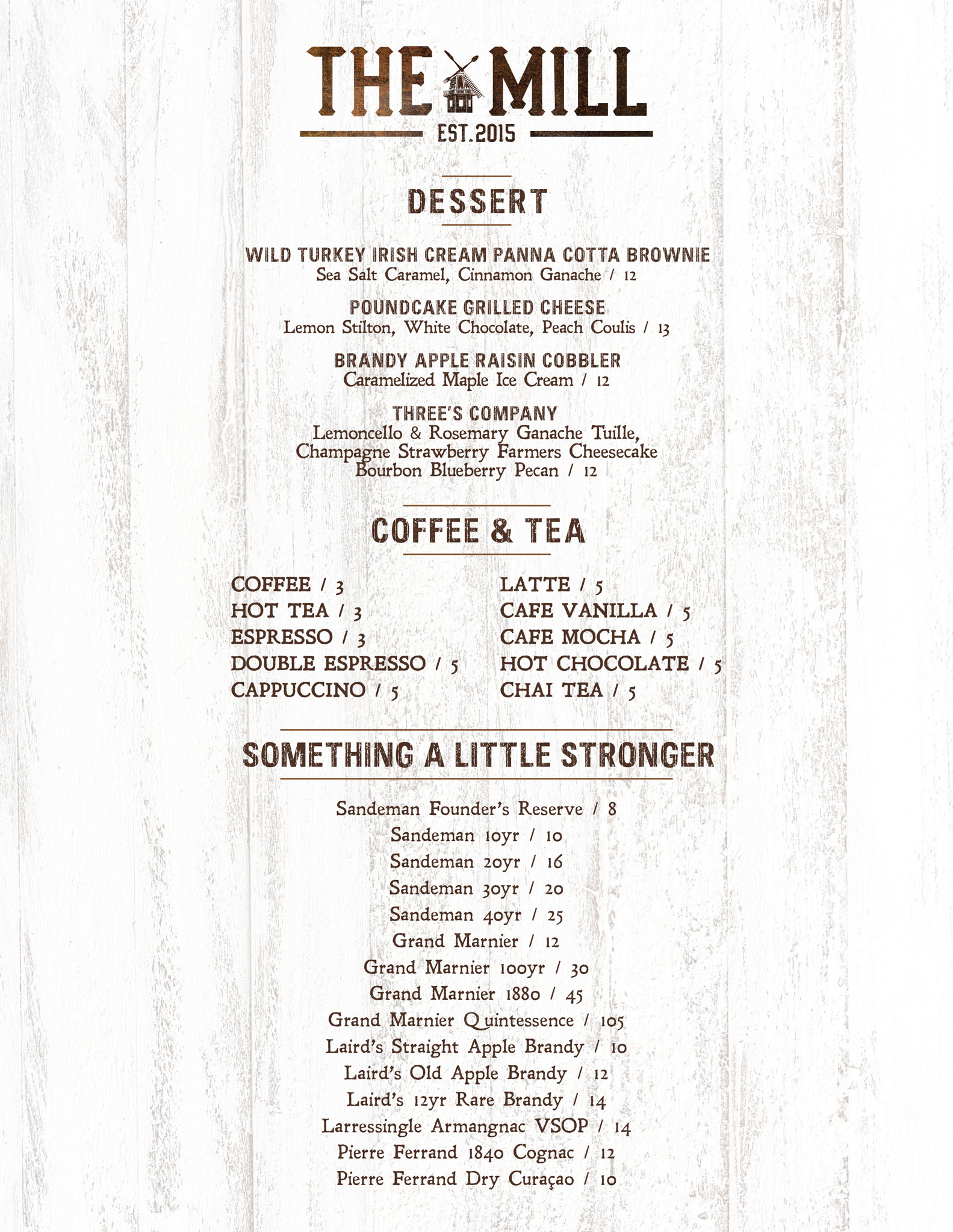 The mill clearance menu