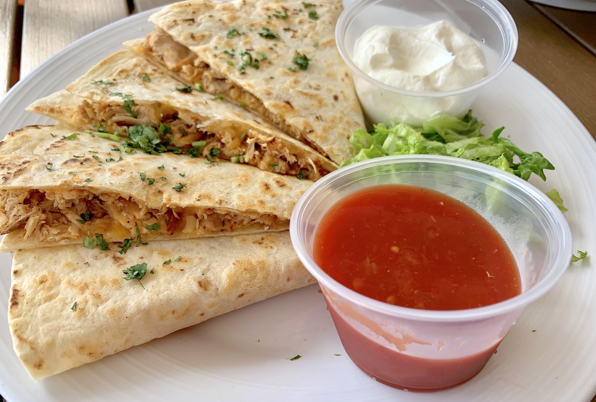 Rum Runners - Pulled Chicken Quesadilla - monterey jack and oaxaca cheese blend, fire-roasted salsa and sour cream