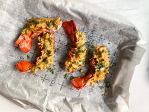 Lobster Thermidor before hitting the oven