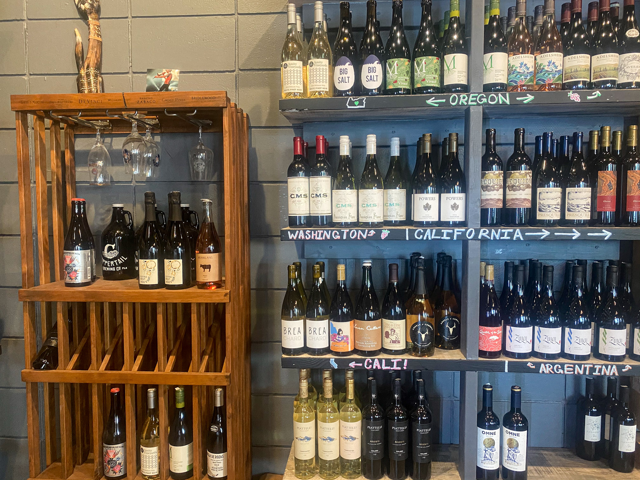 A glimpse at the retail wine selection