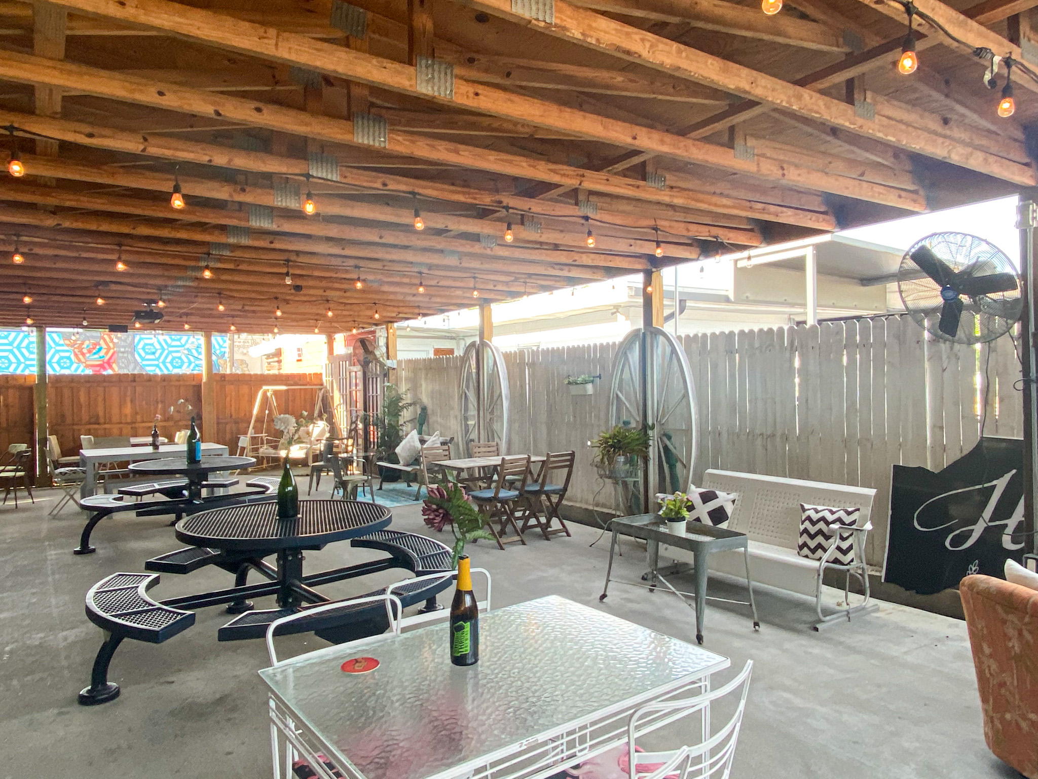 Spacious patio which is available to rent for private events