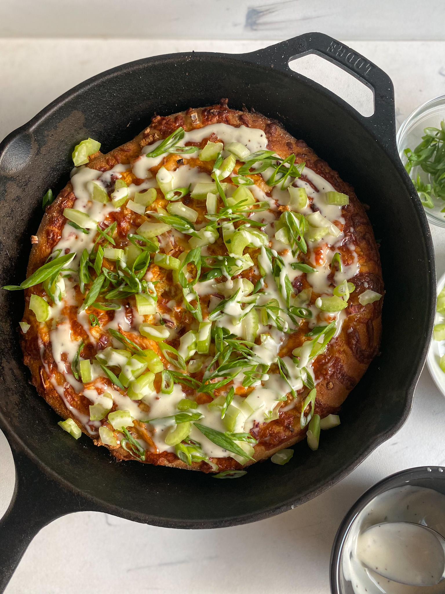 Cast Iron Skillet Buffalo Chicken Pizza Recipe