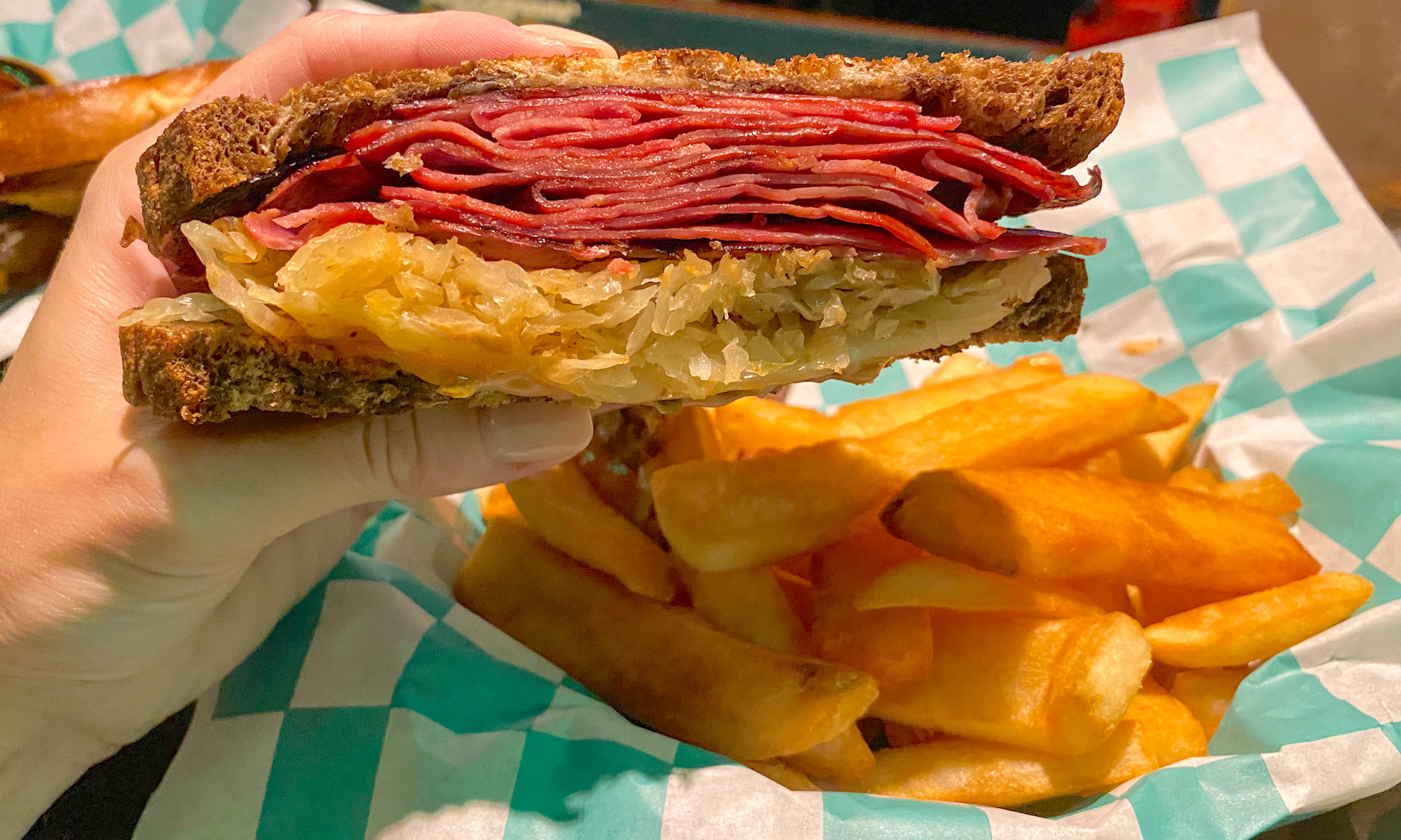 McArthur's Irish Pub - famous Reuben stacked high with corned beef
