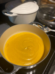 Simmering the Butternut Squash on low until ready to serve