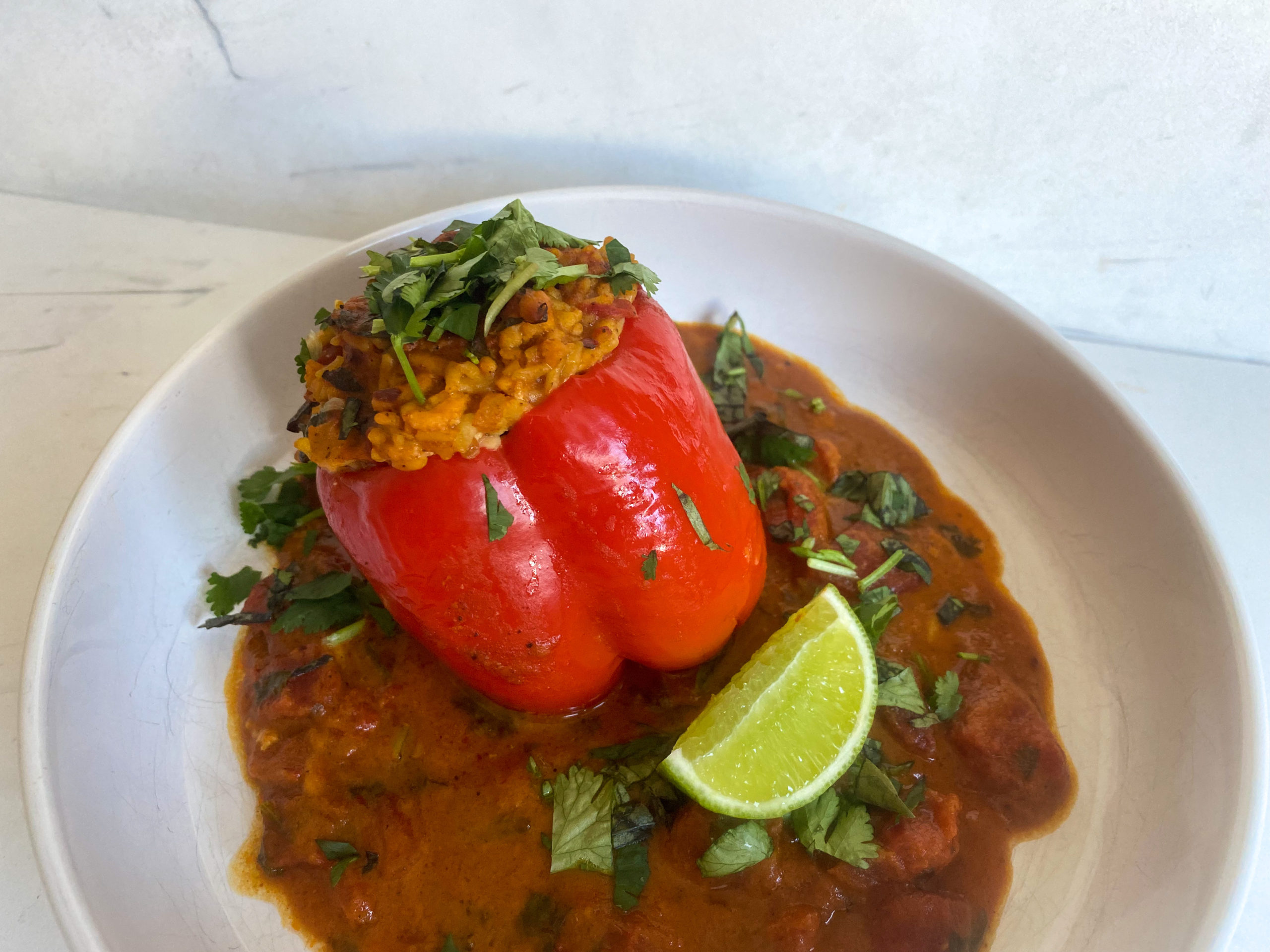 Curry Chcken & Rice Stuffed Peppers