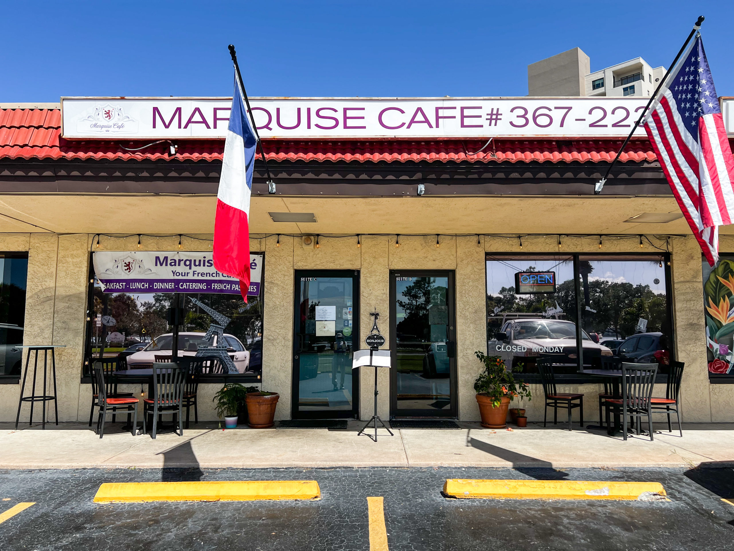 The entrance of The Marquise Cafe in Pasadena