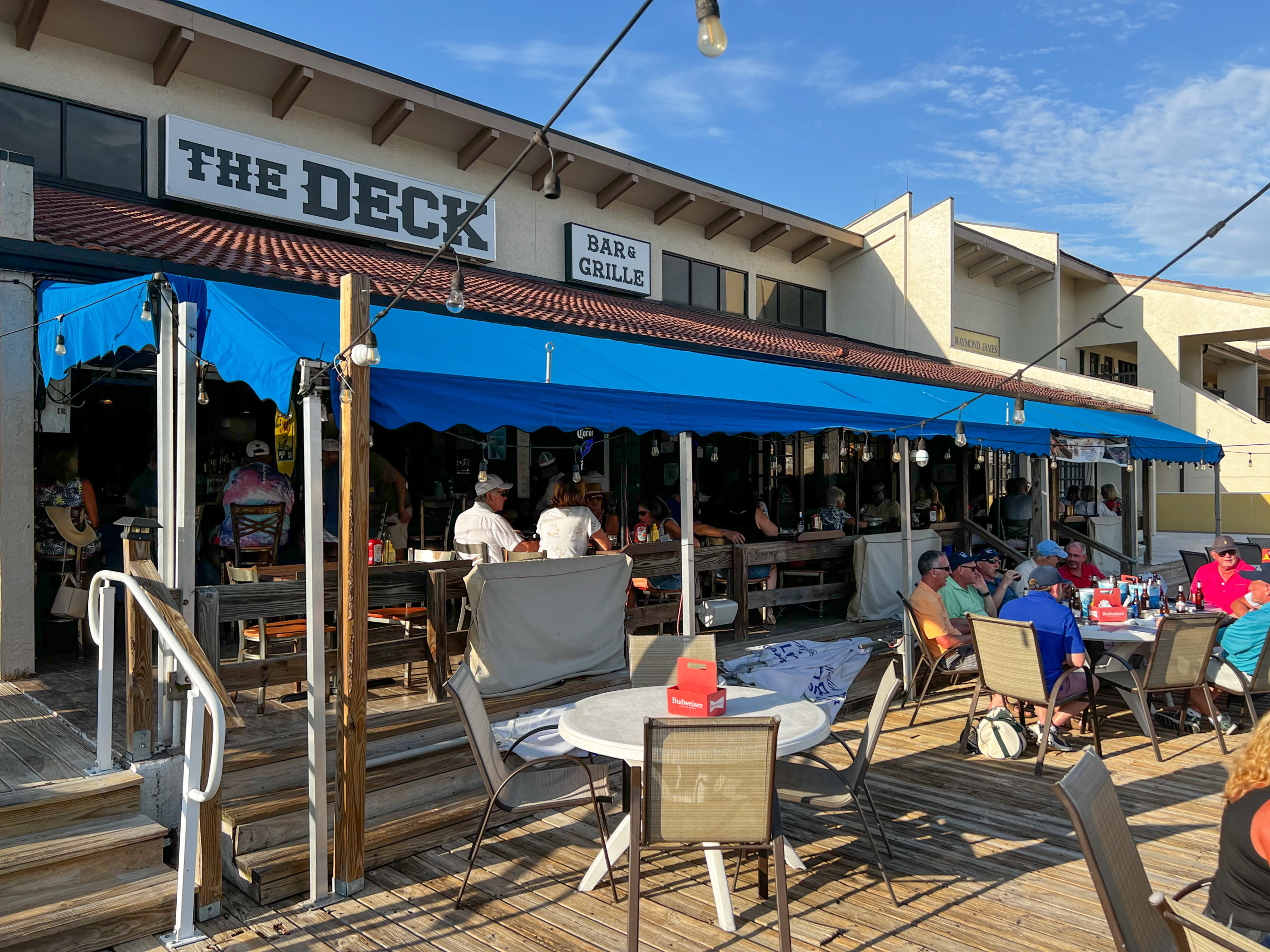 Outdoor seating at The Deck