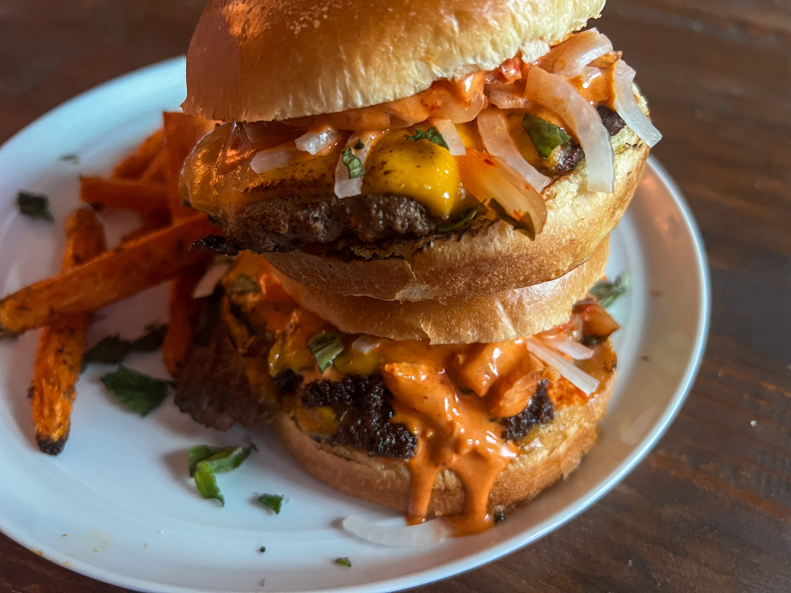 Smash Burgers with Kimchi Mayo Recipe