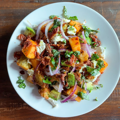 Spiced Melon Panzanella Salad