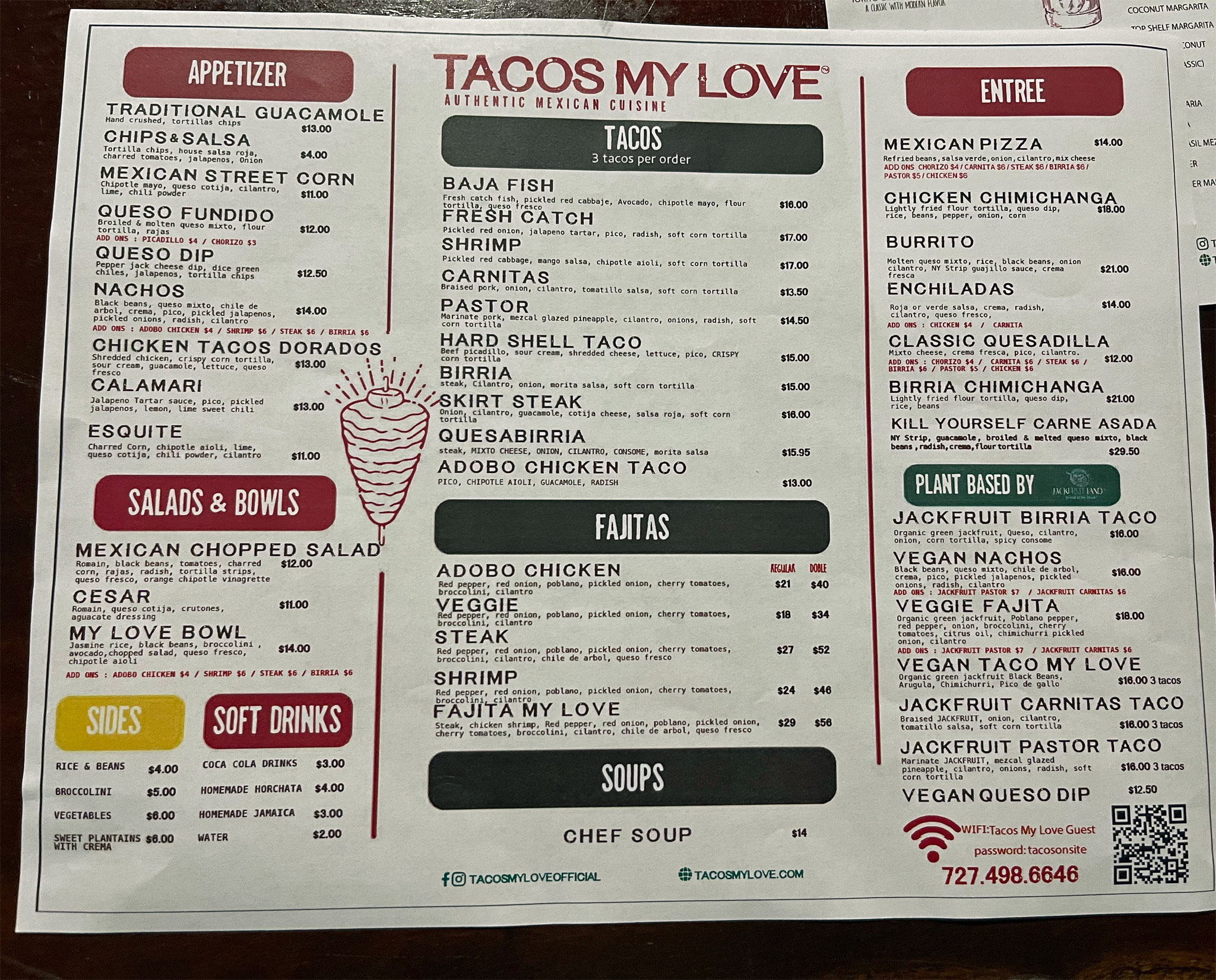 Tacos My Love Menu