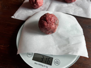 Weigh out each ball to be approximately 3 ounces