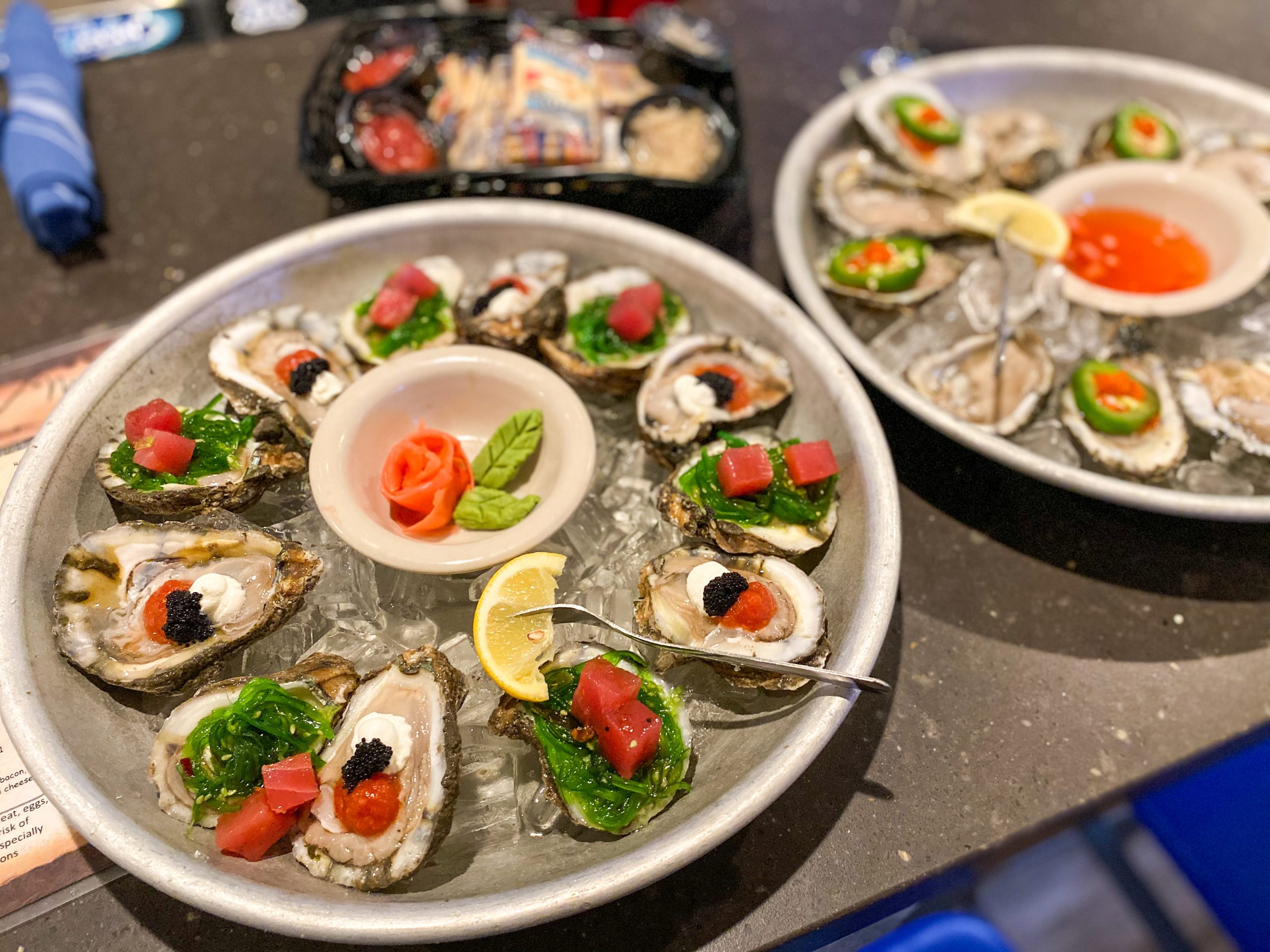 An array of raw oysters from The Island Grille & Raw Bar