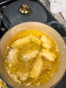 Cod frying on the second side