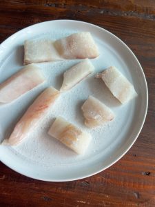 Cod pieces dried and salted