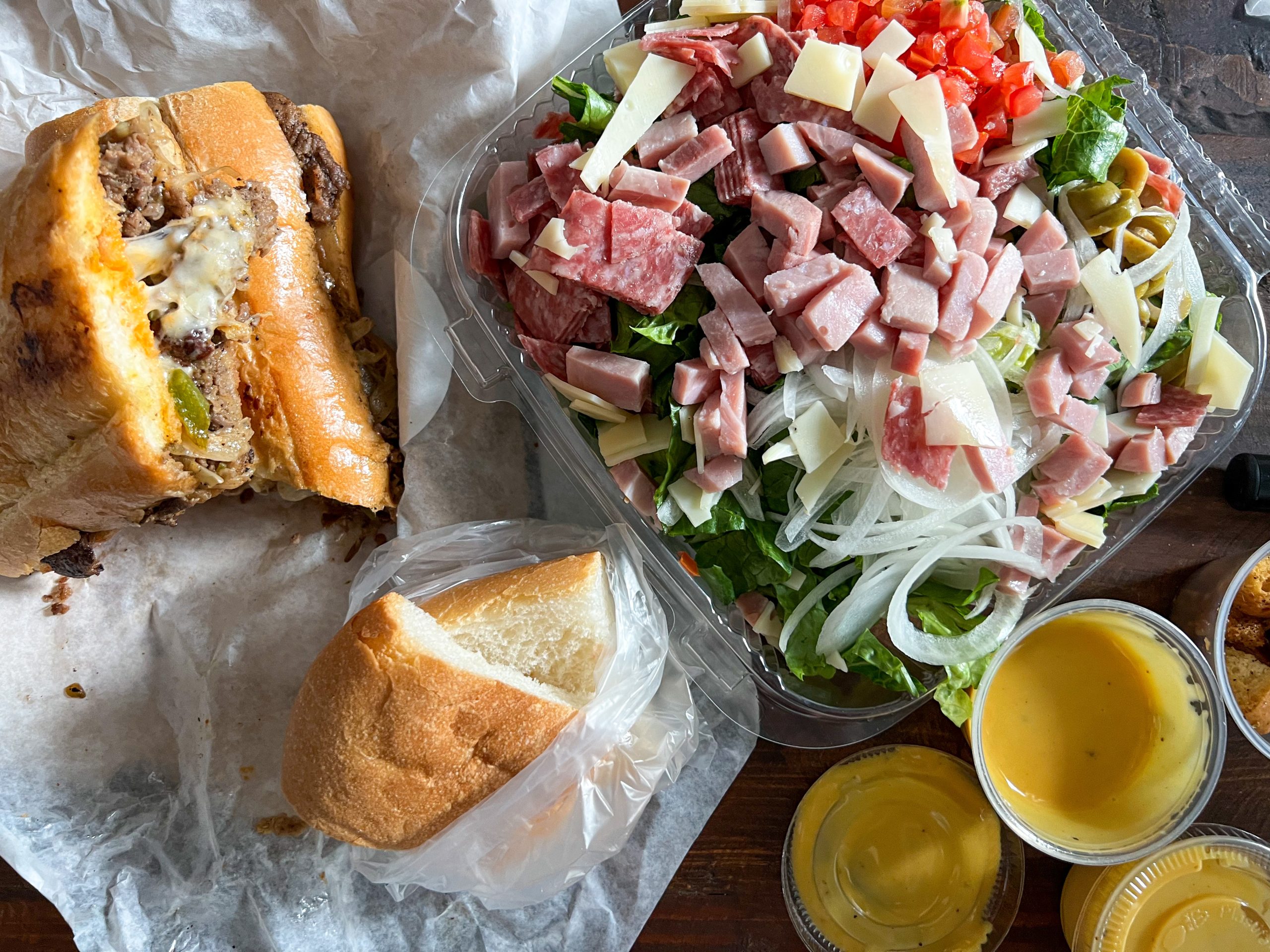 Spanish Salad and the Tampa Cheese Steak ordered to-go from the Tampa Kennedy location