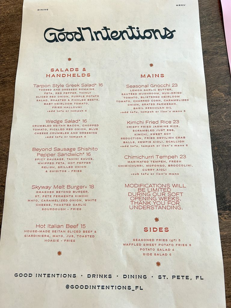 Good Intentions is St. Pete’s Newest Essential Vegan Restaurant