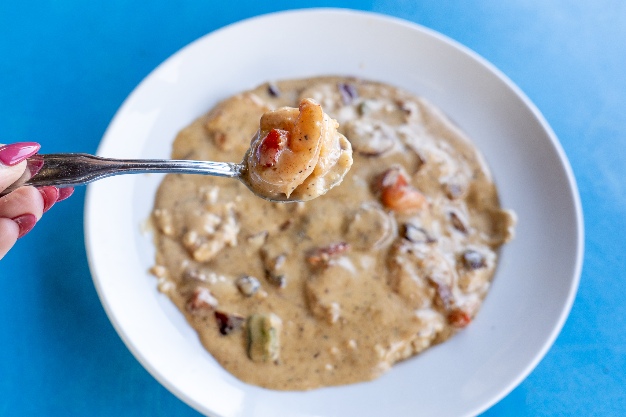 Red White Booze Shrimp and Grits