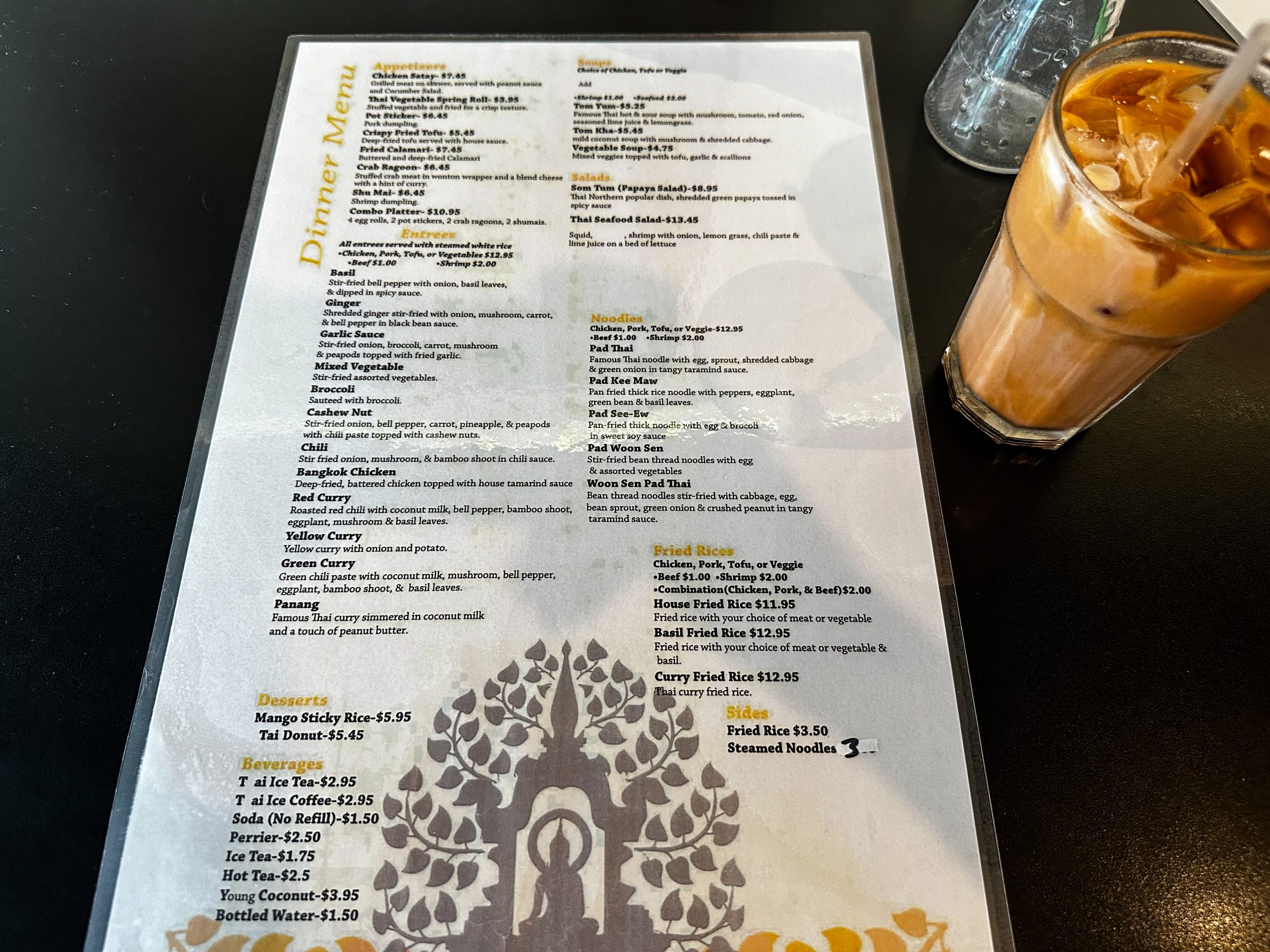 A glance at the dinner menu