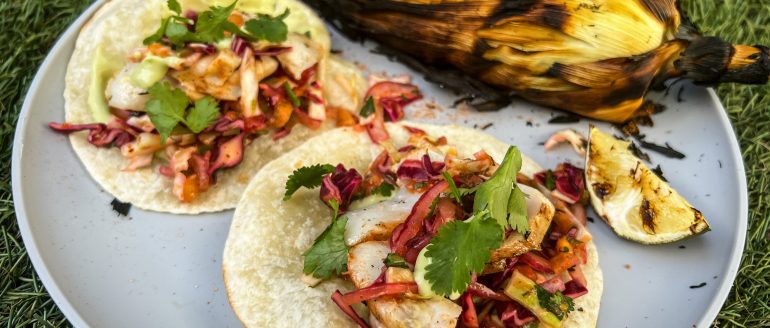 Fish Tacos with Spicy Mango-Cabbage Slaw Recipe
