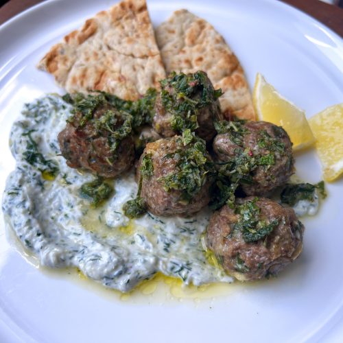 This herbaceous plate of meatballs, Tzatziki & mint gremolata is perfect for the Spring & Summer months