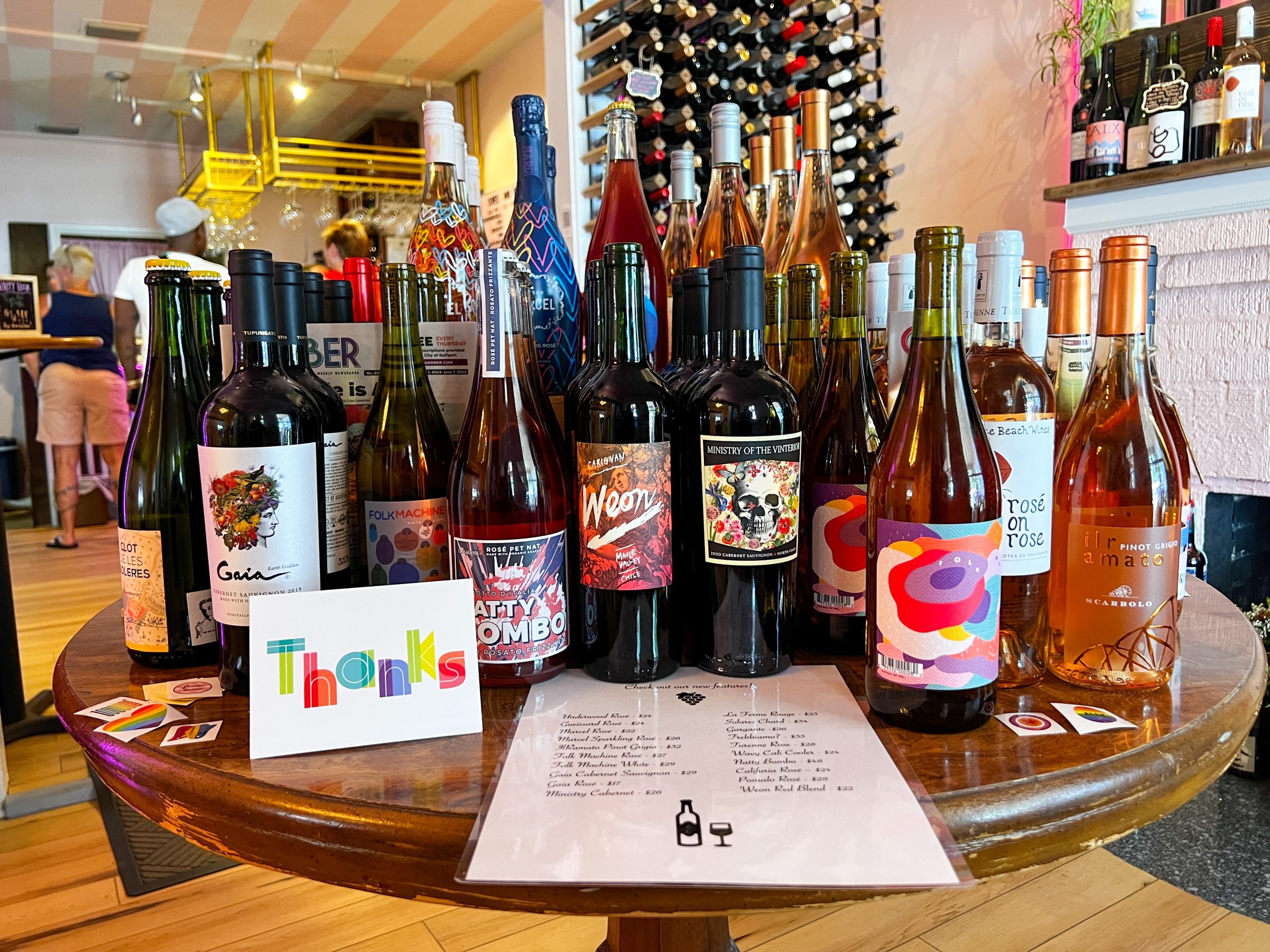 Wine table upon entering the establishment