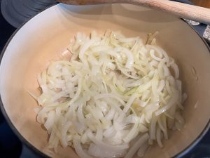 Sauteeing the onions