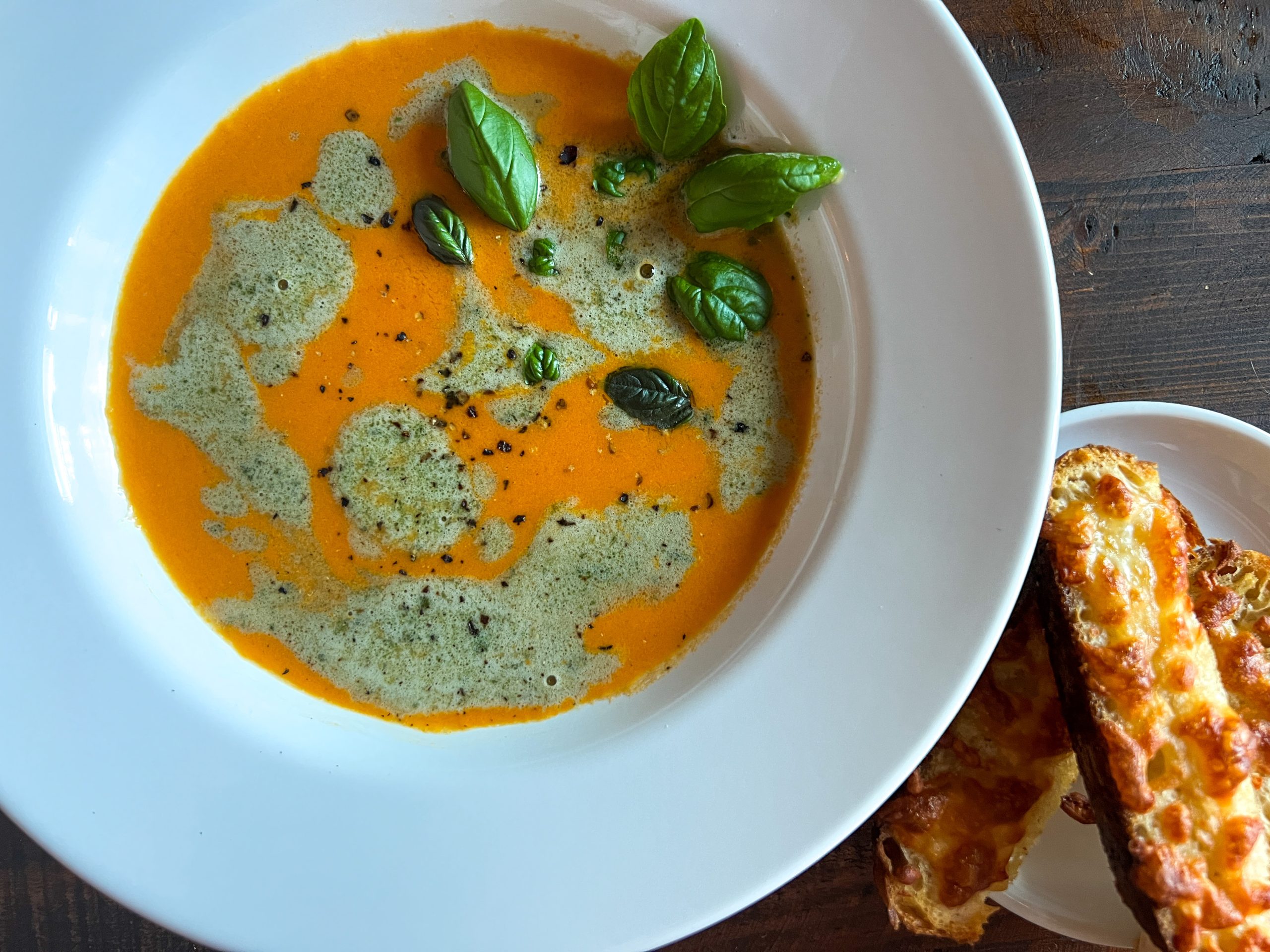 Spicy Tomato Soup with Basil Cream Recipe