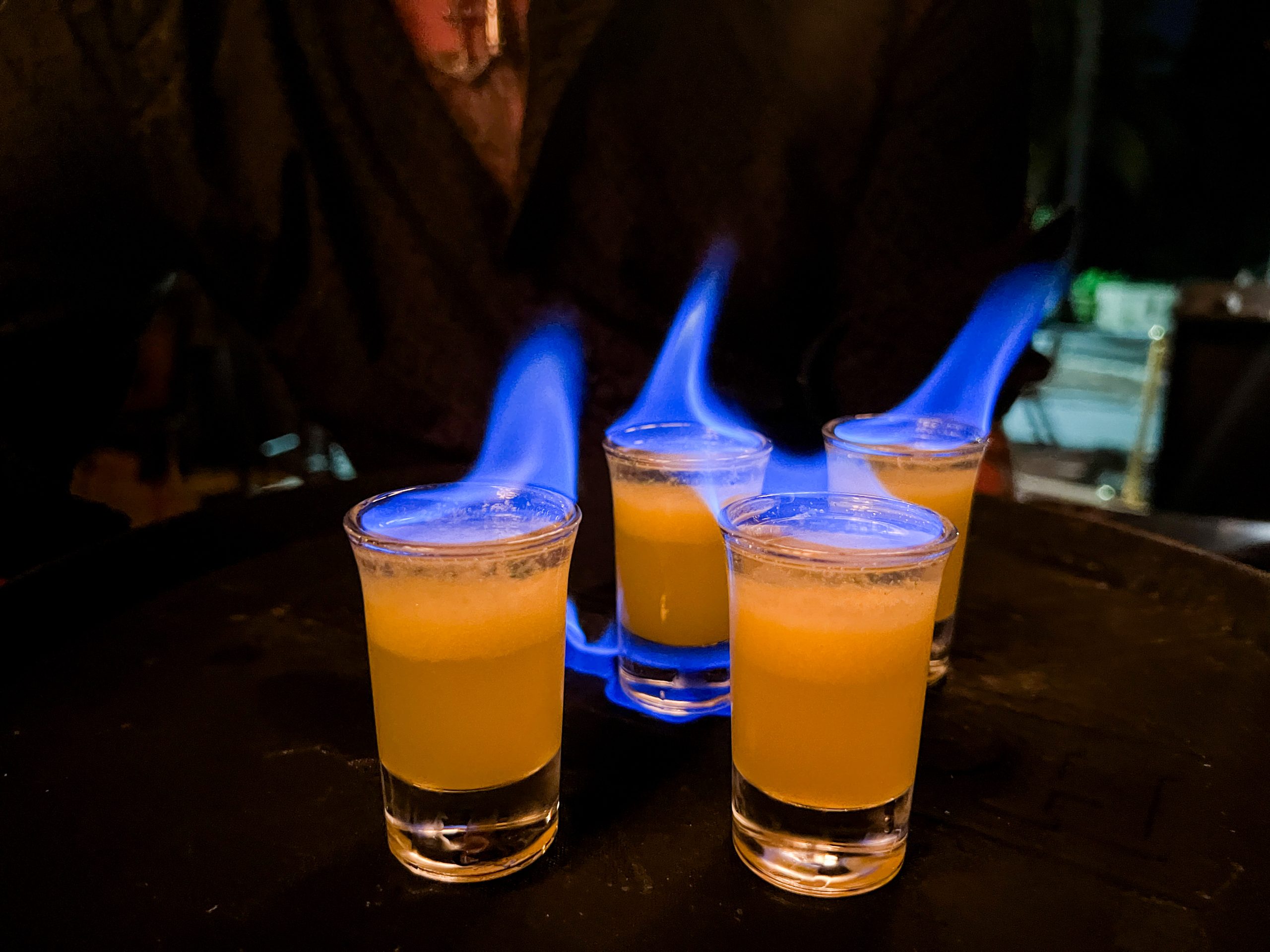 The Flaming Mojito shots