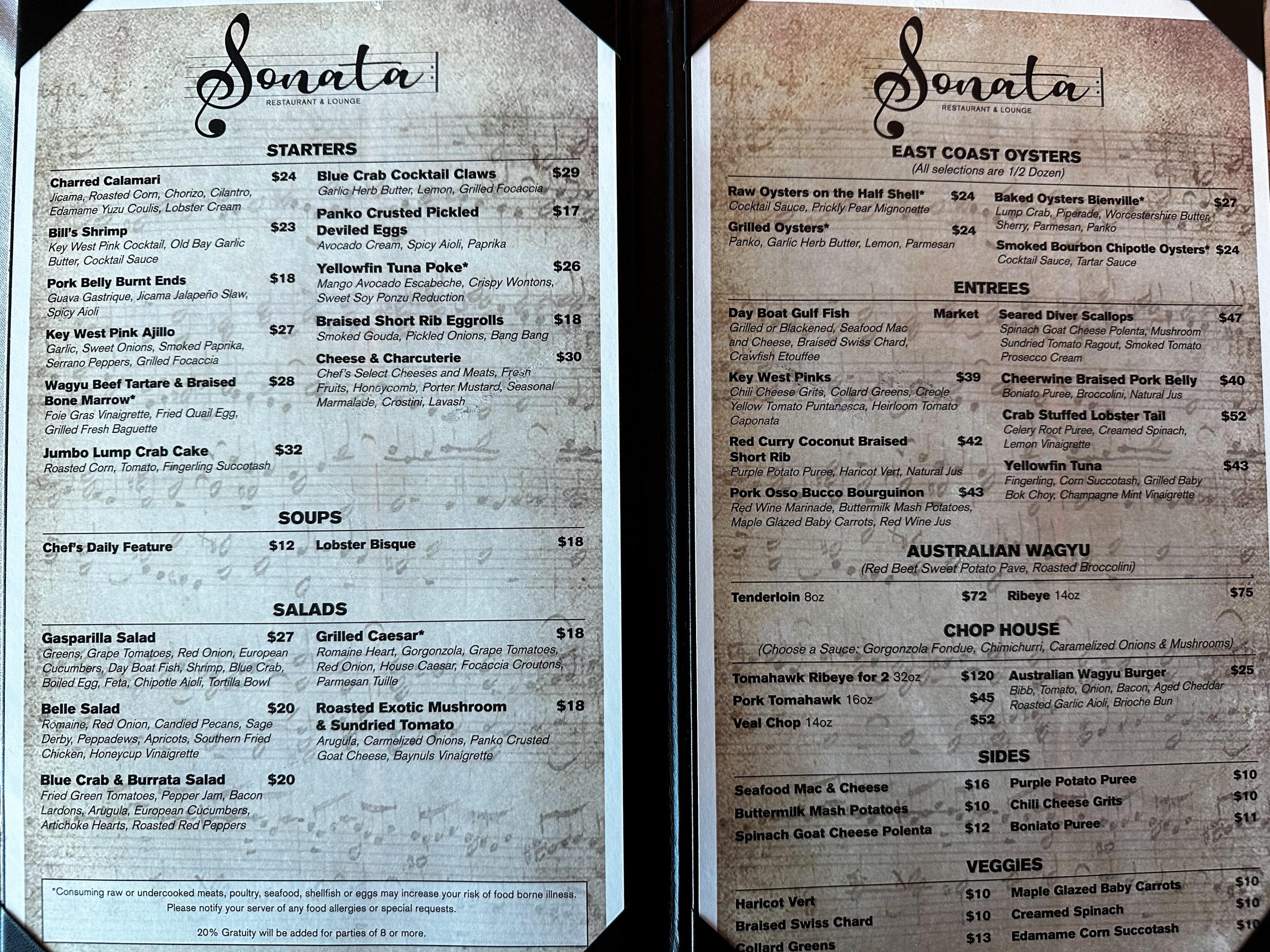 Sonata - The menu