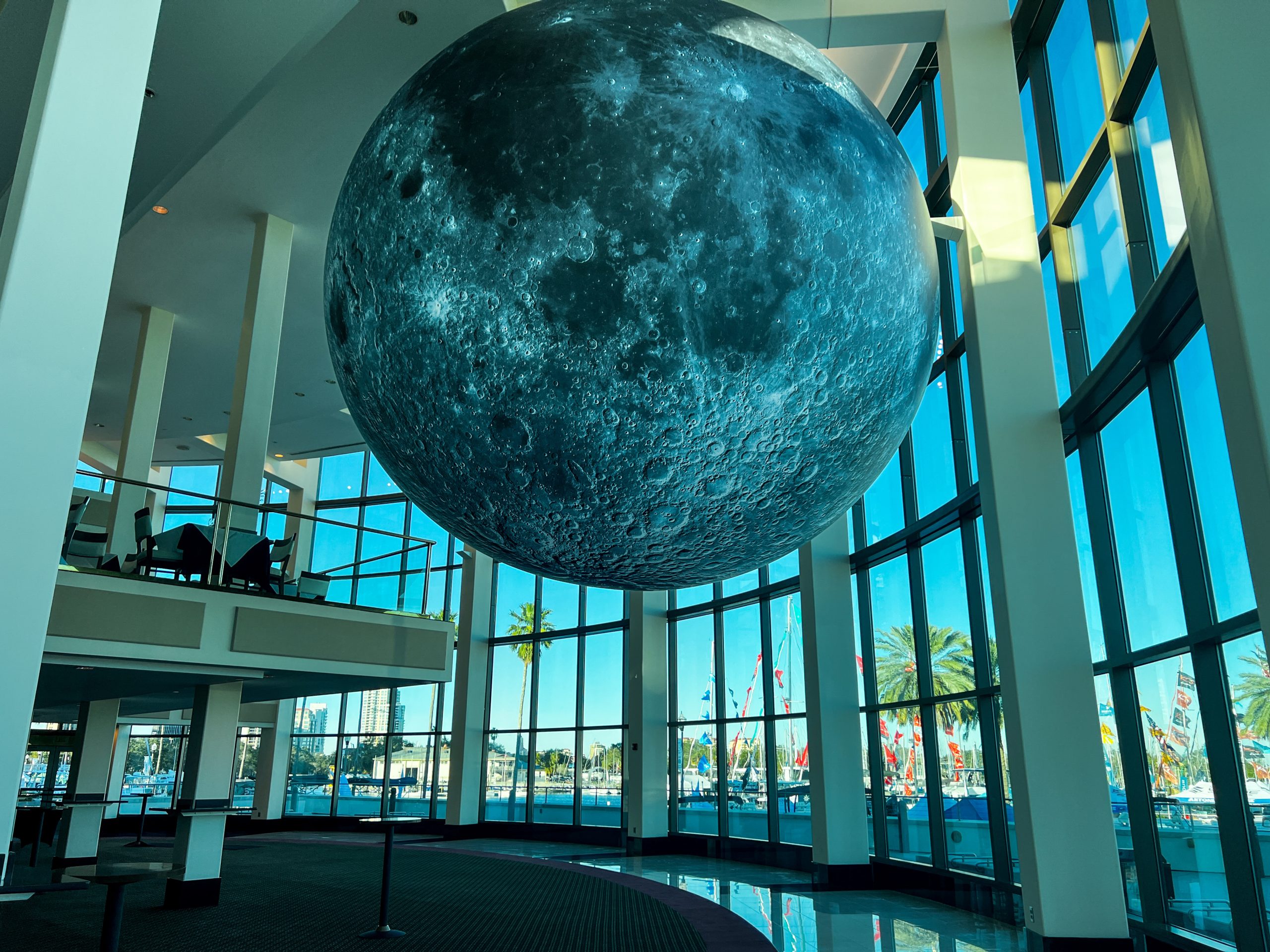 Sonata - View of the moon from the first floor entrance during the day