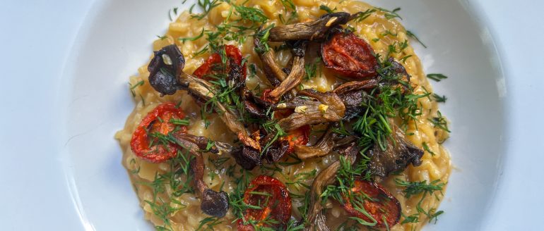 Oven Risotto with Roasted Mushrooms & Tomatoes Recipe